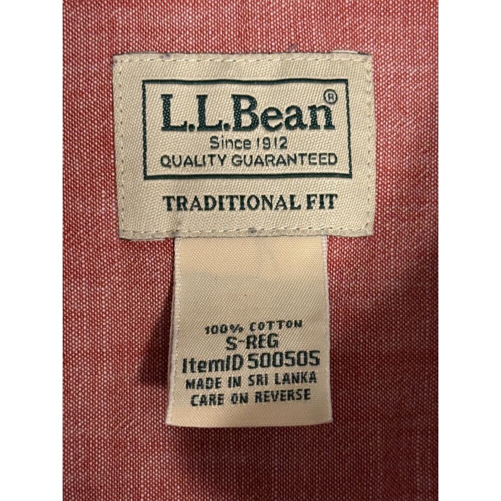 LL Bean Shirt Small - Reg Men Red white Button-Down‎ Traditional Fit pocket - Picture 4 of 6